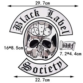 Set of 4 Patch Embroidery Clothing Black Label Society Patch Biker Skull Head Roker Rock and Punck Motorcycles Iron on or Sew on