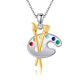 DAYLINLOVE Art Teacher Necklace Artist 925 Sterling Silver Brush Necklace Artist Gift Ideas Pendant for Women Painting Lovers, Sterling Silver, No Gemstone