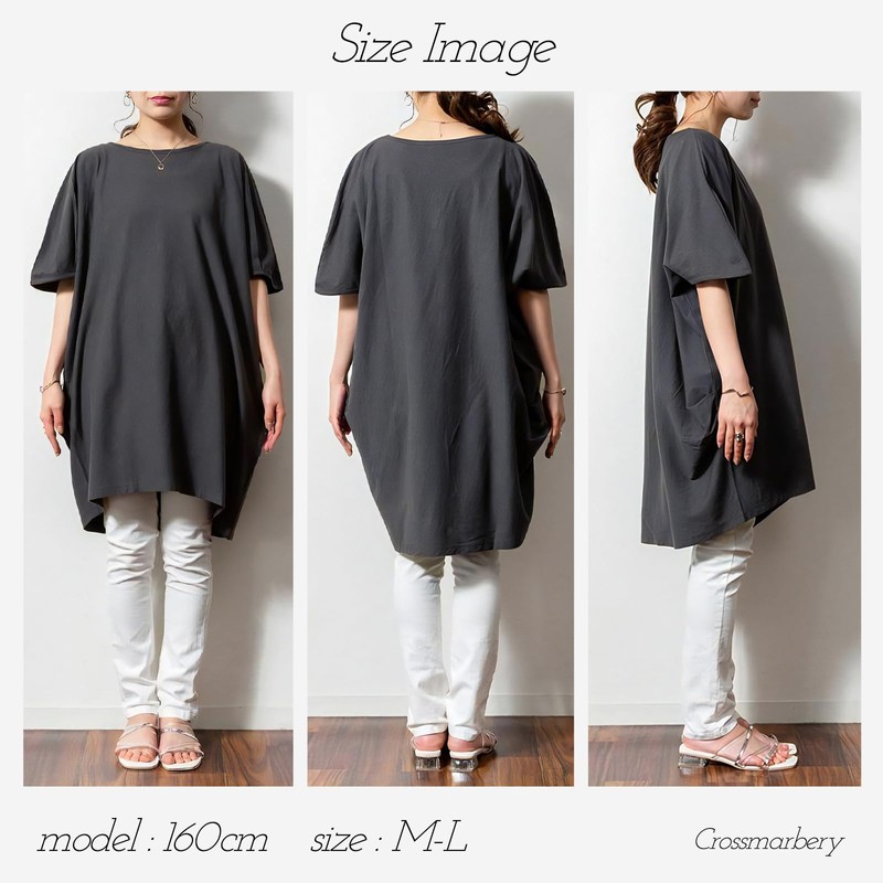 Cross Marberry JX108 Loose Tunic T-Shirt, Half Sleeves, 100% Cotton,