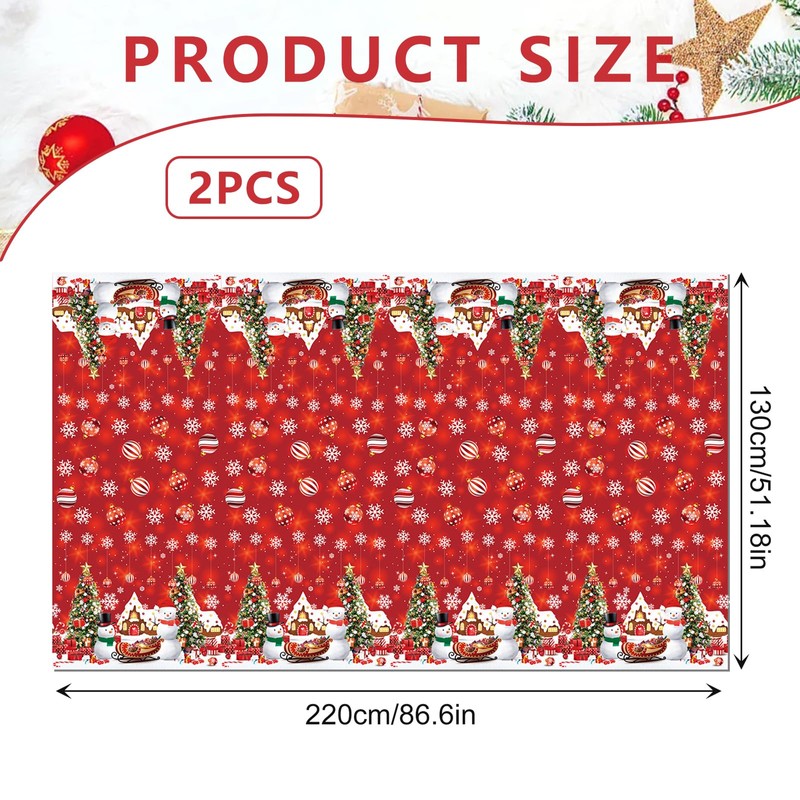 Gukasxi Christmas Table Cloth 2pcs Christmas Disposable Tablecloth 130 *