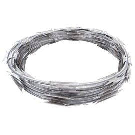 QVQE 590FT Razor Wire, Razor Wire for Wire Fencing, Galvanized Steel Wire Razor Ribbon Barbed Wire Concertina Wire, 295 Feet per Roll 2 Pcs