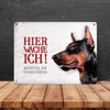 Metal Sign XL with Doberman Motif and Saying "Betreten auf