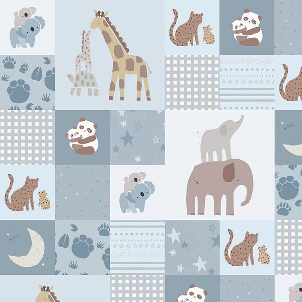 Safari Stargazing Boy Cheater Printer Blue - Designer Flannel F15312