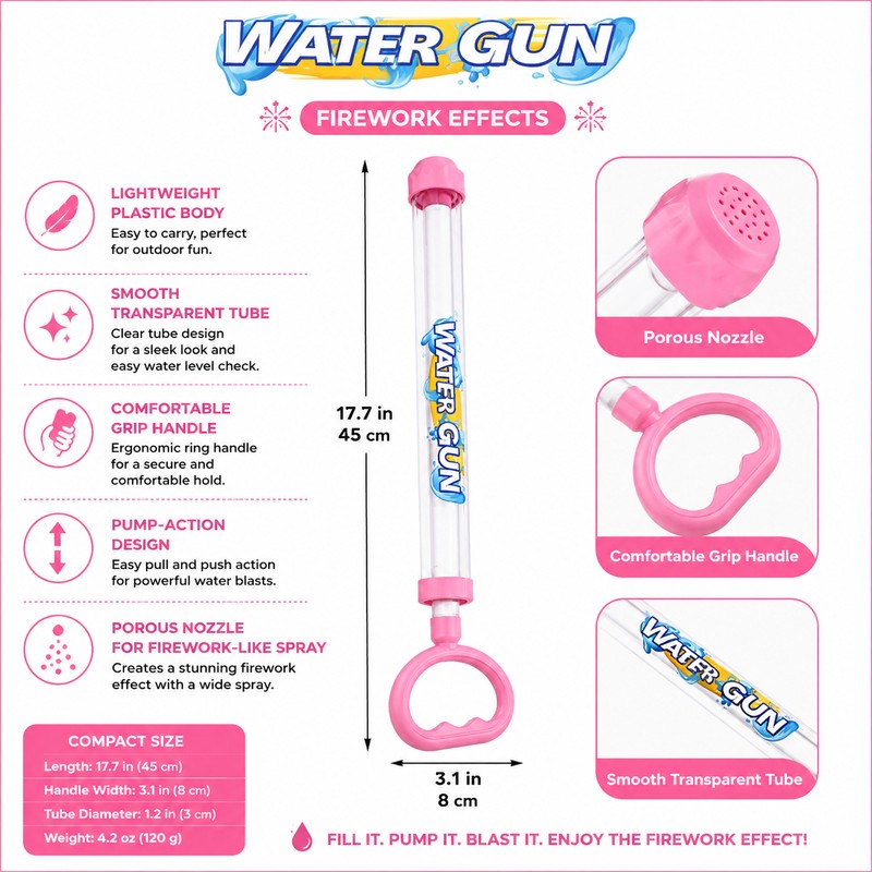 Firework Spray Water Gun for Summer Outdoor Play – Pull-Out