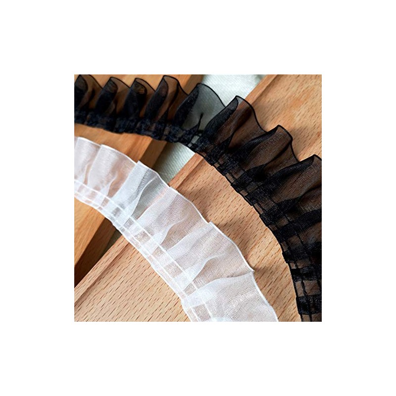 3.9cm Wide x 5 Yards Long Premium Chiffon Ruffle Lace