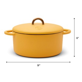 Great Jones Dutch Baby Dutch Oven with Lid (Mustard, 3.5-Quart) | Enameled Cast Iron, Round Shape | Safe for Stovetops & Ovens up to 500°F | Space-Saving & Dishwasher-Friendly | Small-Batch Cooking