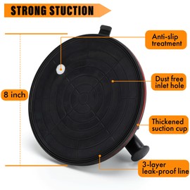 DJSUNPACKING 8" Vacuum Suction Cups Heavy Duty for Lifting Large Glass - Industrial Suction Cup Lifter with Handle, 500 lbs Load Capacity (2 Pack)