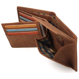 Fa.Volmer ® Mens Sturdy Brown Genuine Buffalo Leather Wallet with RFID Protection #VO22, brown, Classic