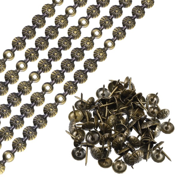 sourcing map 10Pcs Upholstery Tacks Strips, 1Meter Flower Decorative Nail