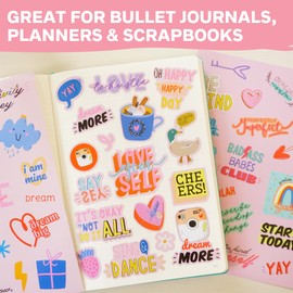 Girl Power Journal & Scrapbooking Stickers (8 Sheets) - Female Empowerment Positive Affirmation Stickers, Stickers for Women, Moms, Teens in Scrapbooks and Journals by Sunny Streak