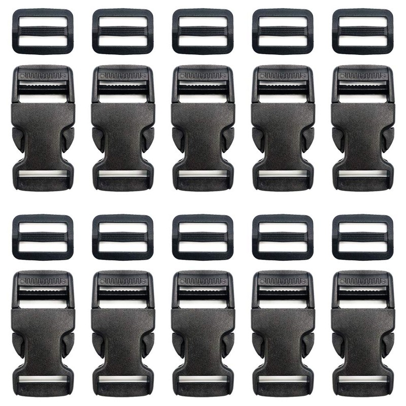 Pack of 10 Quick Release Fasteners with Tri-Glide Slides, Plastic