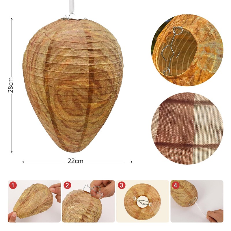 diimoy 4 Packs of Fake Wasp Nests, Waterproof Material Wasps