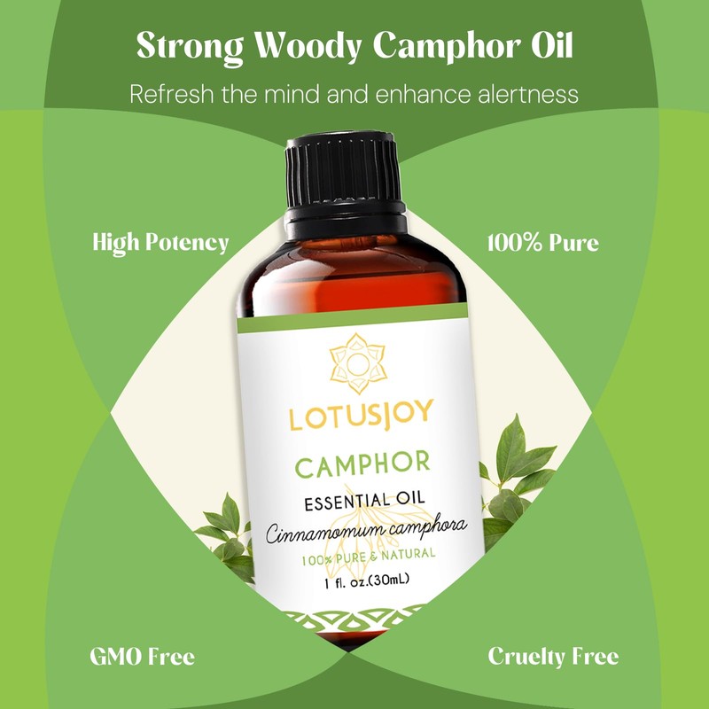LOTUSJOY Camphor Oil, Pure Natural Camphor Essential Oil for Diffuser,