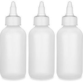 BRIGHTFROM Twist Top Applicator Bottles, Squeeze 4 OZ Empty Plastic Bottles, Refillable, Open/Close Nozzle - Leak Proof, Multi Purpose - 3 PACK