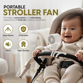 EzzeGo Portable Stroller Fan with Flexible Tripod, 3 Speeds Rechargeable Handheld Personal Fan, 360° Rotate Battery Operated Clip-On Fan for Car Seat, Crib, Bike, Treadmill (White)