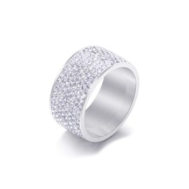 Xusamss Fashion Stainless Steel Ice Out Crystal Ring (12MM_White, 10)