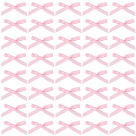 Mxxipp 35pcs Mini Ribbon Bows, Pink Small Satin Ribbon Bow, Cute Soft Bowknot Sewing Accessories for Flowers Bakery Wrapping Christmas Wedding Birthday Party Decoration- 1.41×0.88in/3.6×2.2cm