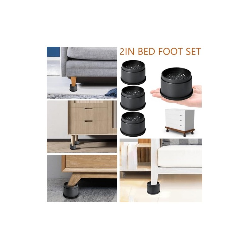 4 Elevadores De Muebles Cama/Nevera,1 Pulgadas,Patas De Muebles Redondos Elevadoras,Protege