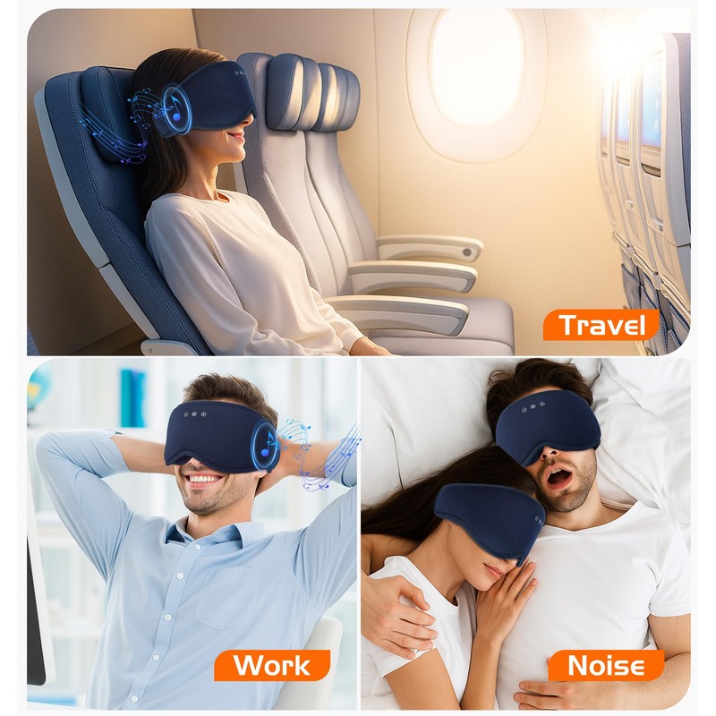 AHUIARGY Bluetooth Sleep Mask with 2 Removable 3D Contoured Cup,