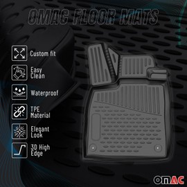 OMAC Floor Mats for Buick Enclave 2008-2017 Car Mats All Weather 3D Custom Fit Rubber Mat Waterproof Odorless TPE Floor Liners Laser Measured Non-Slip (Black)