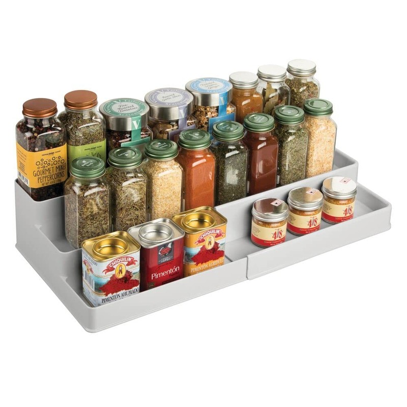 mDesign Spice Rack for Kitchen Cupboard and Worktop - Extendable
