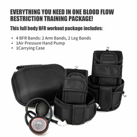 BFR Blood Flow Restriction Bands Workout, Physical Therapy Muscle Building Without Weightlifting Fitness Body Building Occlusion Training Pump (2 Arm Bands+ 2 Leg Bands), Black