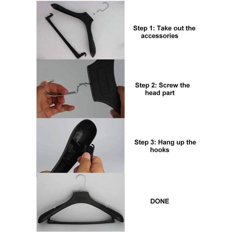 Plastic Extra Wide Suit Hangers, Pack of 15, Width: 17.7",Notched