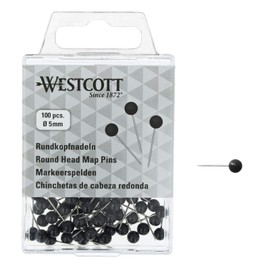 Westcott E-10502 00 Round Head Needles Pack of 100 5 mm Diameter 16 mm Long Black