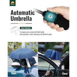 Chakipee Large Storm Resistant Compact Travel Umbrella - Automatic Pocket Umbrella for Men and Women, 8 Ribs Umbrella, Portable 210T Fabric, 97 cm Span, Dark blue 2