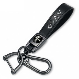 TLOEP Christian Cross Leather Keychain – God Is Greater Than the Highs and Lows Key Ring, Easter Gift for Men, Christian Gift for Dad Husband Boyfriend, Valentine’s Day Gifts, Car Key Accessory