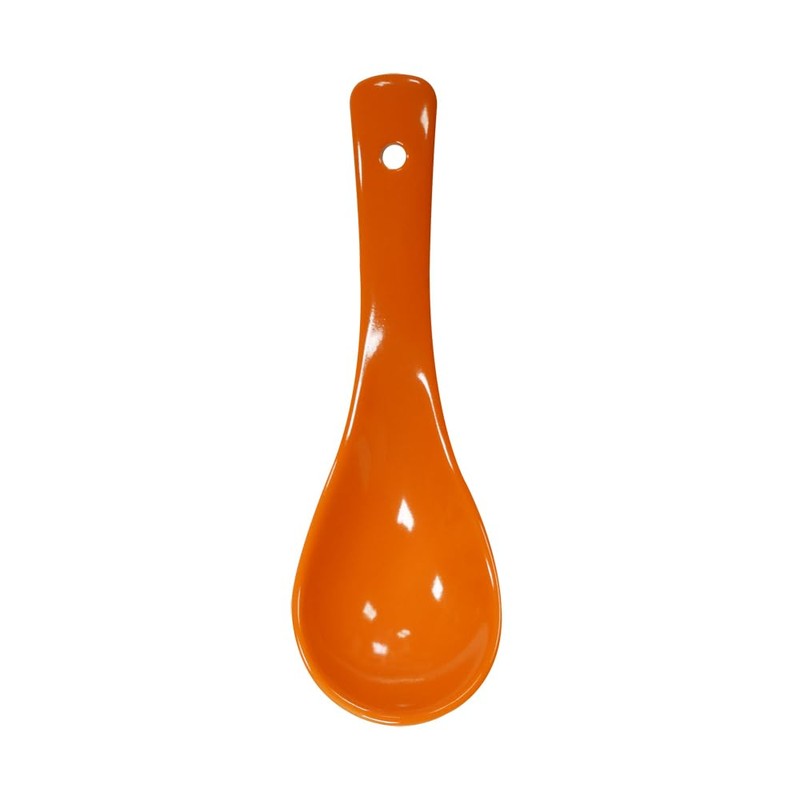 Xmomx 6 pcs Orange Soup Spoon Round-Bottom Asia Porcelain Ceramic