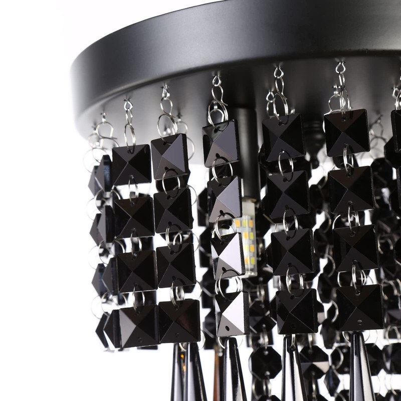 RAYMALUX Mini Chandelier 3 Lights Black Crystal Chandelier Lighting,Elegant Modern