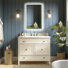 TIFULLHOME 24x36 Lighted Bathroom Mirror, Backlit & Front Lights, Rounded Corner Frameless, 3 Colors & Dimmable LEDBathroom Vanity Mirror, Anti-Fog, Shatterproof Tempered Glass (Horizontal/Vertical)