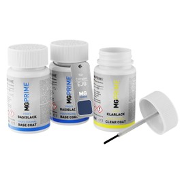 MG PRIME Autolack Lackstift Set für Citroen EJG Deep Blue Metallic/Nacht-Blau Metallic Grundlack Basislack Klarlack je 50ml
