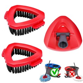 Spin Mop Head Replacement & Shower Floor Scrubber，Compatible with Ocedar RinseClean 2 Tank Mop System,Microfiber Mop Refill Heads for Cleaning All Hard-surfaced Floor:_2 Brushs+1Base Combo