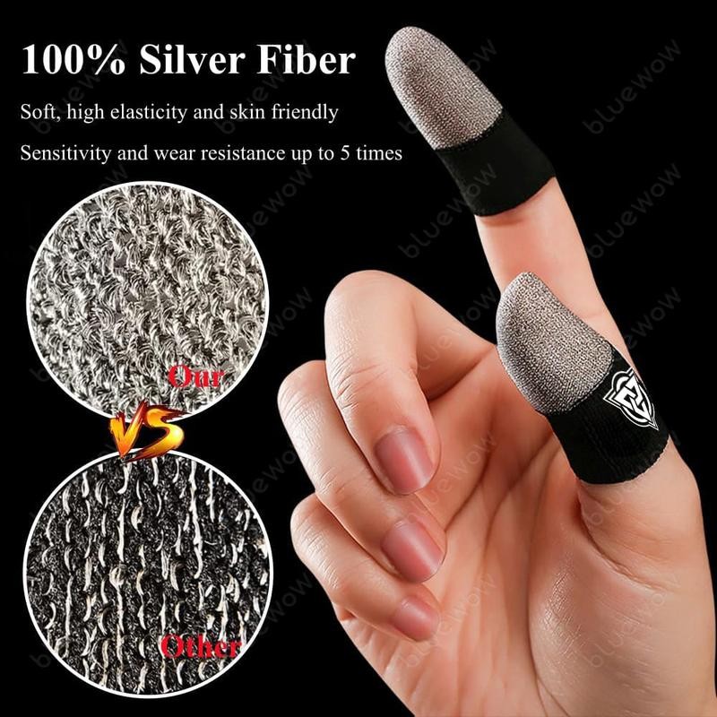 BlueWow Silver Fiber Gaming Finger Sleeves | Seamless & Ultra-Sensitive