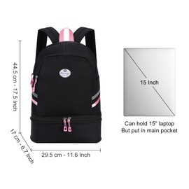 HUA ANGEL Multi-purpose Nylon Travel Backpack Foldable Women's Gym Pack with Shoe Compartment - Fitness Sport Swimming 20-30l