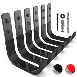 SunVFaFa Garage Hooks 4 Inch, 6 Pack Heavy Duty Wall Hooks for Hanging, Ladder Hangers for Garage Wall Mount, Steel J Utility Garden Hose Holder Tool Organizers and Storage(55lbs)