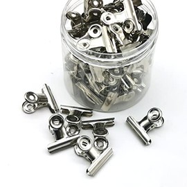 Otylzto 48PCS Bulldog Clips Silver 1.25 Inches,Mini Binder Clips,Metal Paper Clips with Transparent Storage Box,Binder Clips,Hinge Clips for Crafts