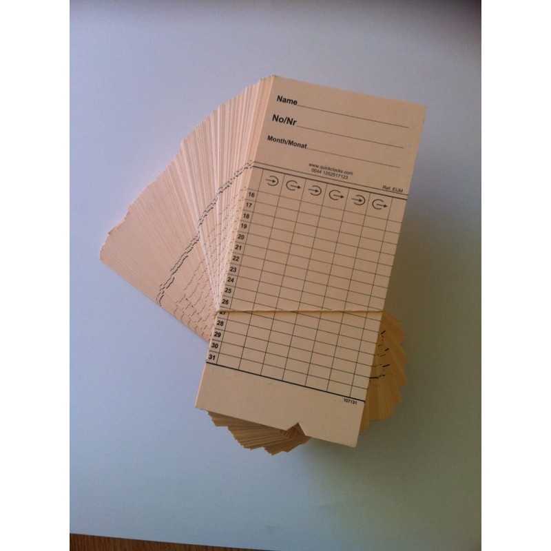 QuickClocks Clocking Cards (Monthly) (100)