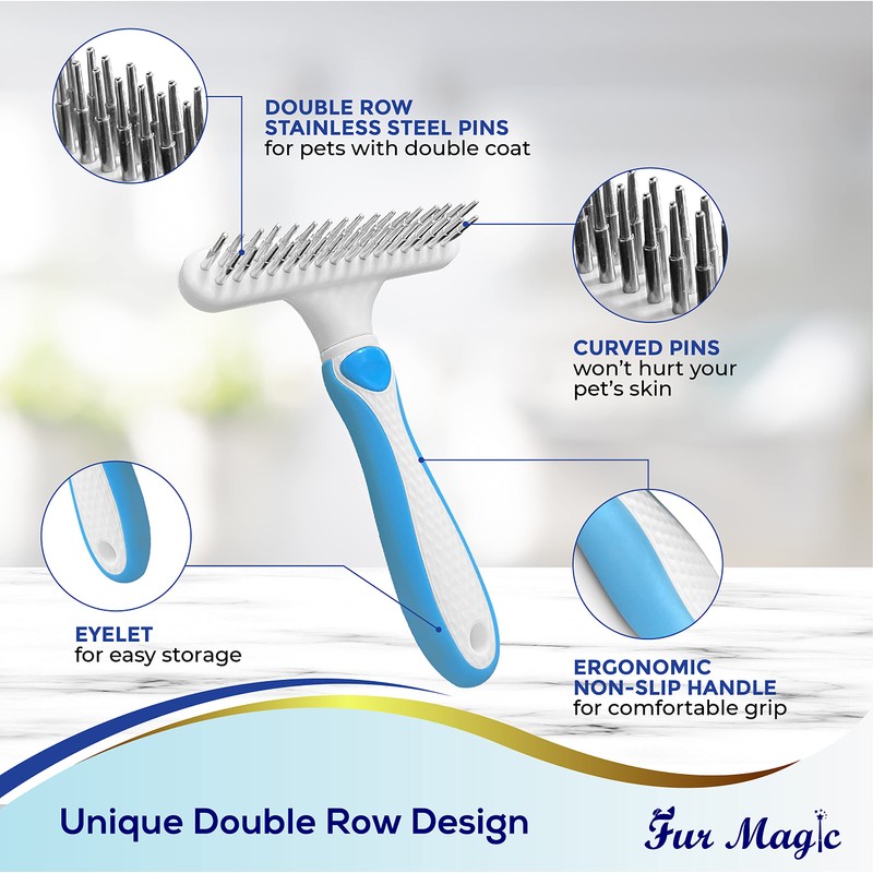 Fur Magic Dematting Comb & Dematting Rake for Dogs Cats