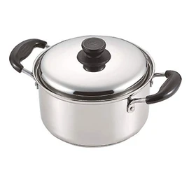 Pearl Metal HB-5104 Double Handed Pot, 7.1 inches (18 cm), 3 Layer Bottom, Gratia, Silver
