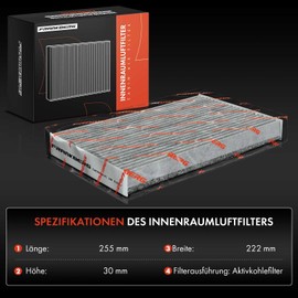 Frankberg Cabin Air Filter Pollen Filter with Activated Carbon Compatible with C3 Aircross II 2C 2R C3 Aircross II Van 2C 2R Crossland X P17 P2QO Replace# 9815106780