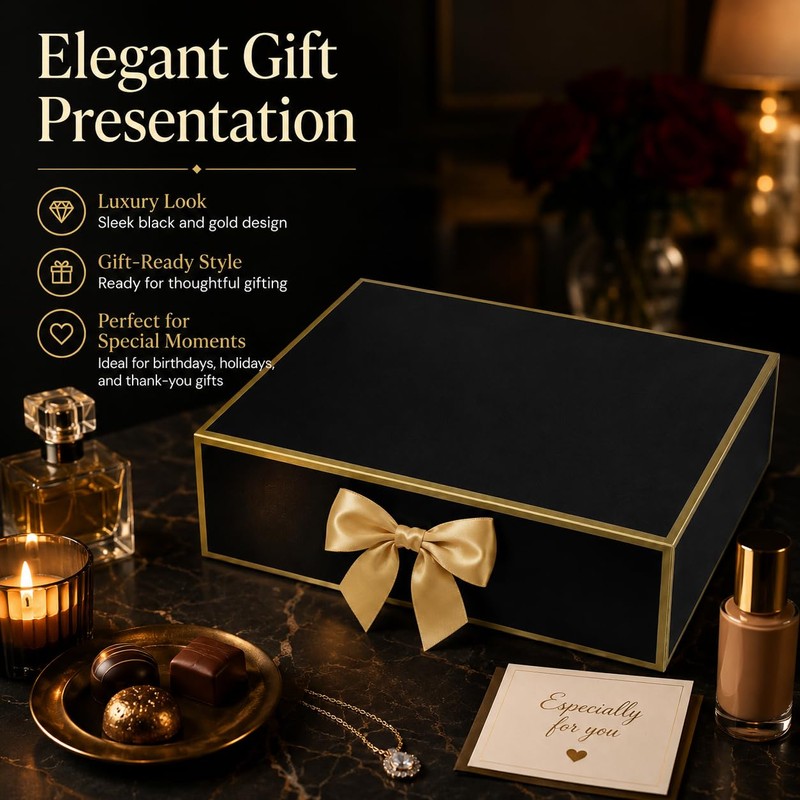 Joyvera 12 Pack Black Gift Boxes with Lids, 12 x