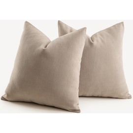 Mandioo Pack of 2 Chenille Cushion Covers Soft Comfortable Durable Throw Pillow Cases for Home Decor Sofa Couch Living Room Bedroom 20 x 20 Inch 50x50 cm Taupe