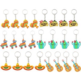 Uonlytech 24 Piezas Llaveros Mexicanos Fiesta Accesorios Ligeros y Resistentes para Organización y Decoración de Mochila Recuerdos para Eventos y Carnavales Mexicanos
