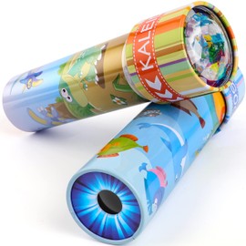 Classic Tin Kaleidoscopes 2 Pack, Discover Hidden Animals, Crystal Clear View, Vintage Retro Toys in Gift Box