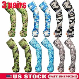 3 Pairs Cooling Arm Sleeves Cover UV Sun Protection Outdoor Sports For Men Women Camouflage Unisex - color: Blue-Digital