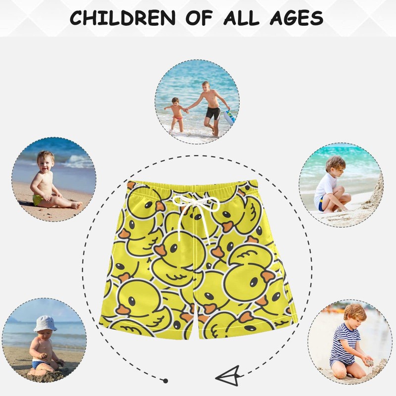 visesunny Summer Boy's Beach Shorts Duck Rubber Ducky Cartoon Quick