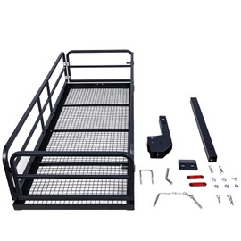 MERXENG Folding Hitch-Mounted Cargo Basket - 750 Lbs Heavy-Duty Hitch Mount Cargo Carrier for 2" Receiver, Ideal Luggage Storage for SUV, RV, Truck, and Trailer